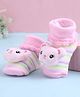 Cute Walk by Babyhug Sock Shoes With Animal Applique & Stripes Design - Multicolour