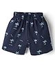 Ollypop Sinker Knit Knee Length Shorts With Palm Tree -Navy Blue
