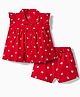 Doodle Poodle 100% Cotton Single Jersey Knit Sleeveless Peter Pan Collared Top & Shorts  Co-Ord Night Suit With Bow Print - Red