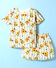 Ollypop Sinker Knit Half Sleeves T-Shirt & Shorts Co-ord Night Suit With Pizza Print - Cream