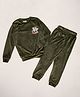 Pantaloons Junior Knit Full Sleeves Character Applique Light Winter Sweatshirt & Jogger Set - Green