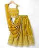 Pine Kids Woven Sleeveless Lehenga Choli Set With Floral Print & Dupatta - Mustard