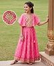 Pine Kids Woven Half Sleeves Floral Embroidered Choli & Lehenga Set - Pink