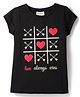 Lazy Bones Sinker Knit Half Sleeves Hearts Printed Top - Black