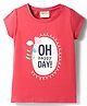 Lazy Bones Sinker Knit Half Sleeves Floral Printed Top - Red