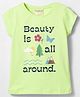 Lazy Bones Half Sleeves Floral & Text Printed Top - Light Green