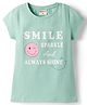 Lazy Bones Sinker Knit Half Sleeves Top With Text Print - Sea Green