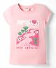 Lazy Bones Sinker Knit Half Sleeves Tops with Keep Growing Print - Pink