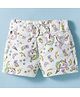 Olio Kids Cotton Knit Above Knee Length Shorts with Unicorn Print &  Bow Detailing - Off White