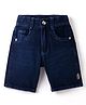 Olio Kids Knit Above Knee Length Solid Denim Shorts - Light Blue