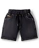 Olio Kids Denim Knit Above Knee Length Solid Shorts with Pockets - Navy Blue