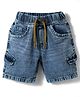 Olio Kids Denim Knit Above Knee Length Shorts With Patch - Light Blue