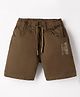 Olio Kids Cotton Woven Above Knee Length Shorts With Text Print - Khaki