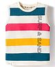 Ollypop Sinker Knit Sleeveless Tank T-Shirt with Text Print & Stripes - Red