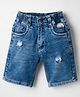 Olio Kids Knit Above Knee Length Distressed Denim Shorts - Light Blue