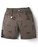 Olio Kids Cotton Knit Above Knee Length Shorts with Text Print - Grey