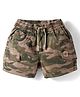 Olio Kids Cotton Woven Above Knee Length Shorts With Camouflage Print - Olive Green