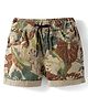 Olio Kids Cotton Woven Above Knee Length Shorts With Leaf Print - Olive Green
