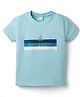 Olio Kids Sinker Knit Half Sleeves Text Printed T-Shirt - Light Blue