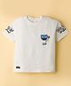 Olio Kids Sinker Knit Half Sleeves T-Shirt with Text Print - Off White