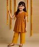 Tales & Stories Viscose Woven Sleeveless Abstract Printed Top & Pants Set - Yellow