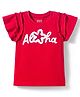 Babyhug Cotton Knit Half Sleeves Top With Starfish Applique - Red