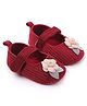 KIDLINGSS Flower Applique Detailed Velcro Closure Booties - Maroon
