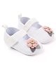 KIDLINGSS Flower Applique Detailed Velcro Closure Booties - White