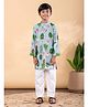 READIPRINT Cotton Woven Floral & Trees Printed Kurta With Pyjama Set - Green
