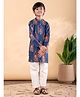 READIPRINT Cotton Woven Ethnic Motifs Printed Kurta With Pyjama Set - Blue