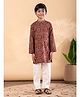 READIPRINT Cotton Woven Full Sleeves Floral Printed Kurta With Pyjama Set - Brown