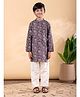 READIPRINT Cotton Woven Full Sleeves Floral Printed Kurta Pyjama Set - Black
