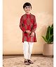 READIPRINT Cotton Woven Full Sleeves Floral Printed Kurta Pyjama Set - Maroon