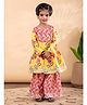 READIPRINT Cotton Woven Full Sleeves Floral Printed Kurti Sharara Set - Yellow