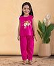 READIPRINT Cotton Blend Woven Sleeveless Floral Embroidered Top And Pant - Pink