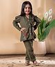 READIPRINT Cotton Blend Woven Full Sleeves Floral Embroidered Top And Pant - Green
