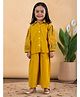 READIPRINT Woven Cotton Flex Full Sleeves Embroidered Work Top And Bottom - Yellow