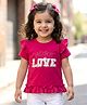 Babyhug Cotton Knit Half Sleeves Top With Embroidery & Applique - Dark Pink