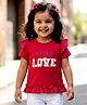 Babyhug Cotton Knit Half Sleeves Top With Embroidery & Applique - Dark Pink