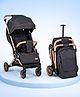 Babyhug AeroGlide Compact Fold Baby Stroller One-Hand Fold Safety Harness Reclining Seat Concealed Linked Brake Integrated Trolley Handle Air-cabin Friendly Suspension Wheel 03 Years Black