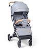 Babyhug AeroGlide Compact Fold Baby Stroller  Grey| One-Hand Fold Safety Harness Reclining Seat Concealed Linked Brake Integrated Trolley Handle Air-cabin Friendly Suspension Wheel 03 Years Grey