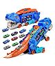 NEGOCIO 2 in 1Dinosaur Storage Truck Diecast Toy Swallowing Metal Car Transform Into Stomping T-Rex with Sliding Cars Race Track- PACK OF 1- COLOR MAY VARY