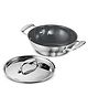 TRAMONTINA Fusao Healthy Triply Ceramic 24Cm/2.6L Kadai EX  with SS 304 Lid | Non Toxic Kadhai(PFAS/PTFE/PFOA Free) Curry | Deep Fry | Stirfry | Induction Friendly | Stay Cool Handle, Silver