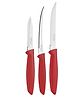 Tramontina Plenus 3-Piece Knife Set | Stainless Steel Blades with Red Polypropylene Handles | Serrated Fruit & Tomato Knife   Plain Edge Vegetable & Fruit Knife | Dishwasher Safe.