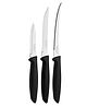 TRAMONTINA Plenus 3-Piece Knife Set | Stainless Steel Blades with Black Polypropylene Handles | Serrated Fruit & Tomato Knife   Plain Edge Vegetable & Fruit Knife | Dishwasher Safe.