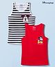 HoneyHap Disney Lycra Knit Sleeveless Striped Vests with Mickey Mouse Graphic Pack of 2 - Multicolor