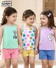 Babyhug Disney Lycra Knit Sleeveless Slips With Minnie & Friends Graphics Pack Of 3 - Lilac White & Sea Green