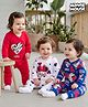 Babyhug Disney Interlock Knit Full Sleeves Romper with Minnie Mouse Graphic Pack of 3- Red Blue & White