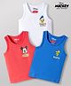 Babyhug Disney Single Jersey Knit Sleeveless Vests With Mickey Mouse And Friends Print Pack of 3 - Multicolor