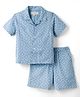 JASH KIDS Cotton Woven Half Sleeves Co-ords Shirt & Shorts Set with Abstract Print - Light Blue